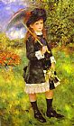 Pierre Auguste Renoir Young Girl with Parasol (Aline Nunes) painting